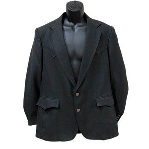 Circle S Mens Western Blazer 42R Black Polyester & Lambswool Made In USA